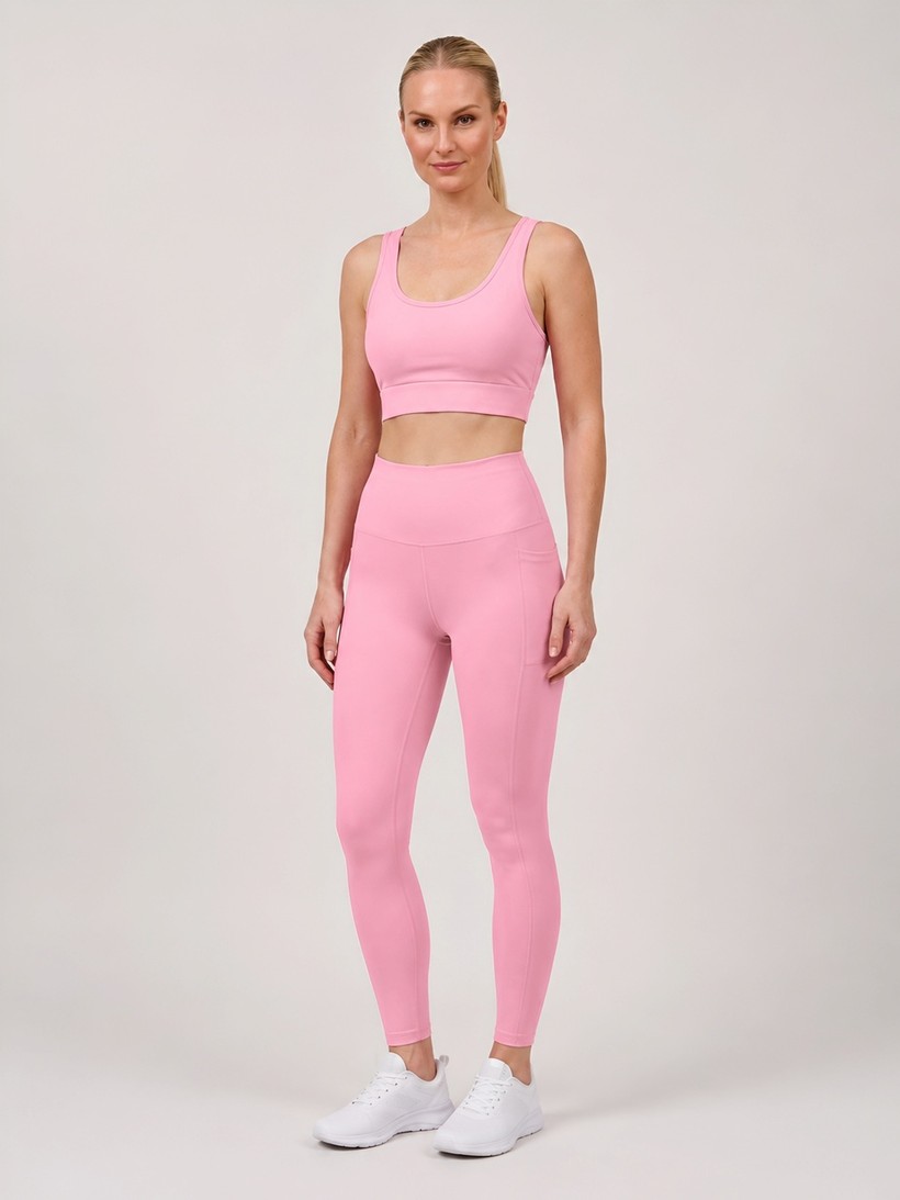 Legging rosa chiclete com top da mesma cor